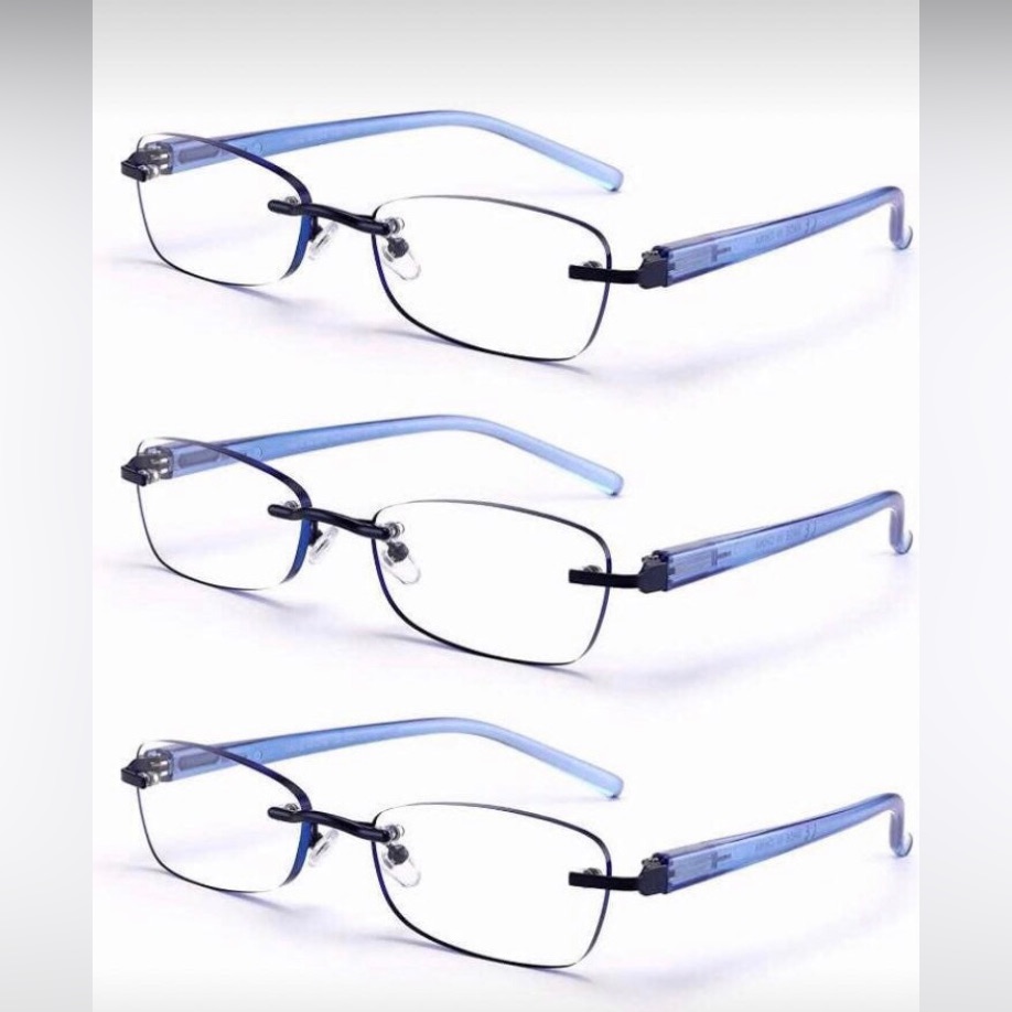 3-Pack Rimless Reading Glasses - 2.0x
